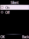 Select Off and press the Left selection key to turn off silent mode.