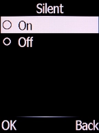 Select Off and press the Left selection key to turn off silent mode.