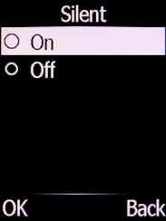 Select Off and press the Left selection key to turn off silent mode.