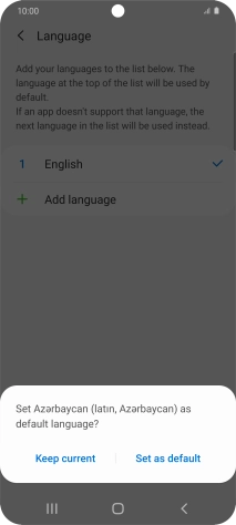 To select the new language as the default phone language, press Set as default.