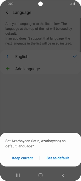 To select the new language as the default phone language, press Set as default.