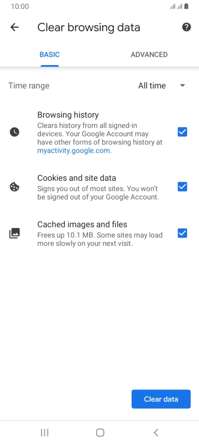 Press the fields next to the required data types.
