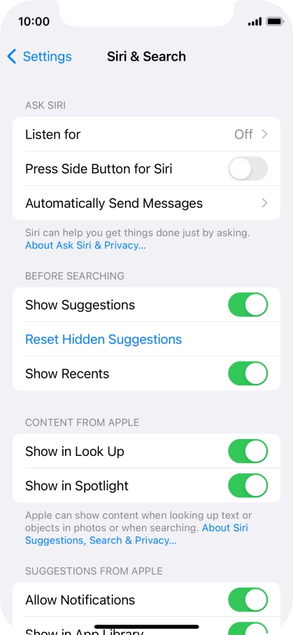 Press the indicator next to 