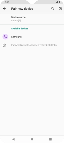 Press the required Bluetooth device and follow the instructions on the screen to pair the device with your phone.