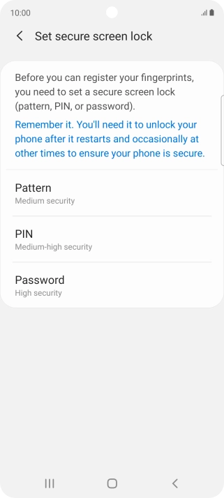 Press the required phone lock code and follow the instructions on the screen to create an additional phone lock code.