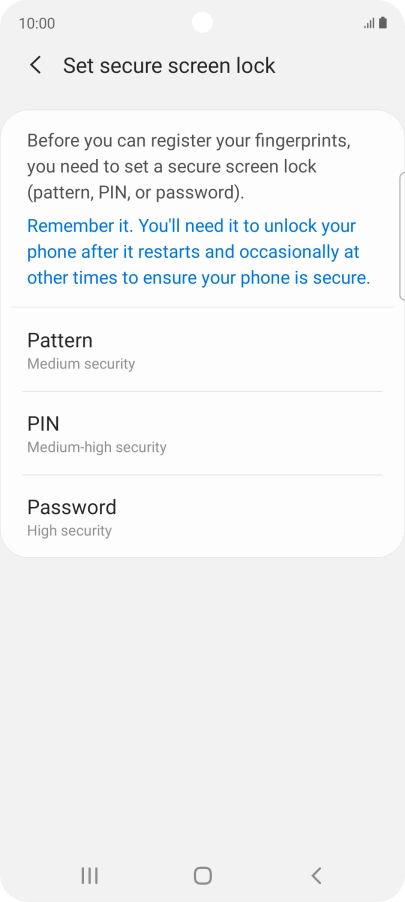 Press the required phone lock code and follow the instructions on the screen to create an additional phone lock code.
