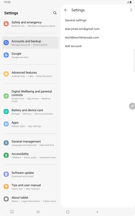 Press the required email account.