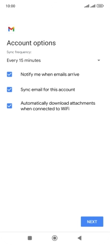 If this screen is displayed, you email account has been recognised and set up automatically. Follow the instructions on the screen to key in more information and finish setting up your phone.
