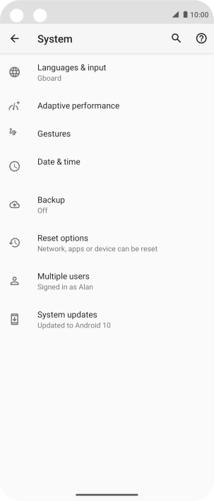 Press Reset options.
