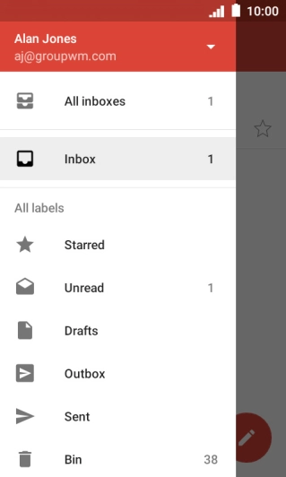 Press the email account drop down list.