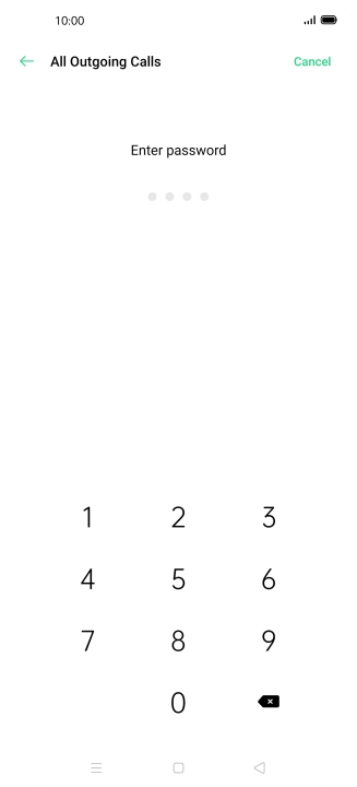Key in your barring password. The default barring password is 1919.
