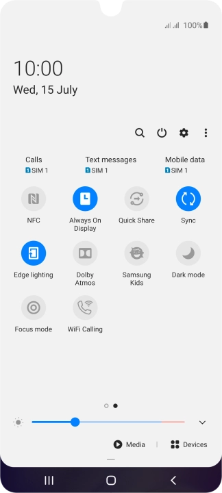 Press the NFC icon to turn the function on or off.