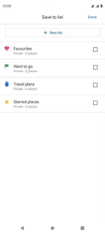 If you select New list, follow the instructions on the screen to create a new list.