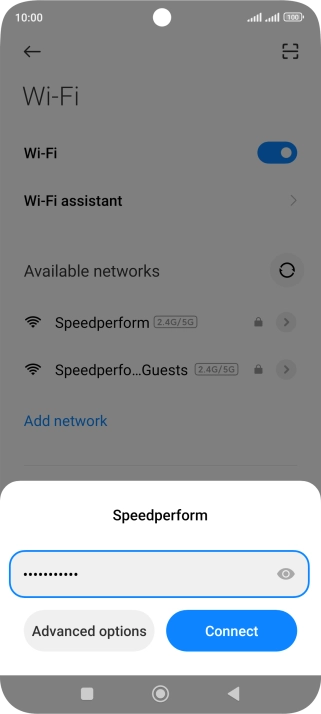Key in the password for the Wi-Fi network and press Connect.