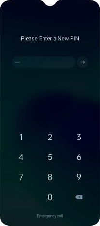 Key in a new four-digit PIN and press arrow right.