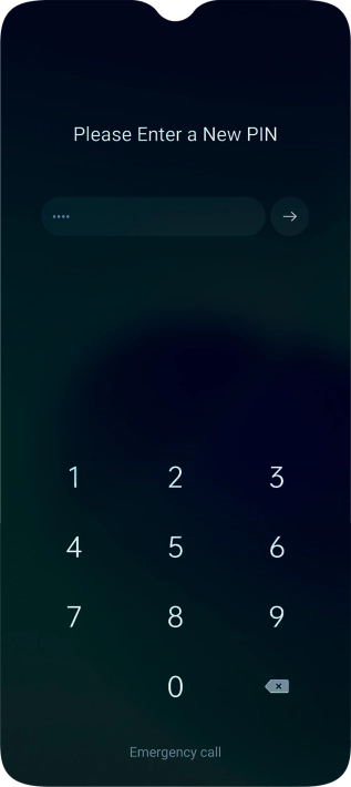Key in a new four-digit PIN and press arrow right.