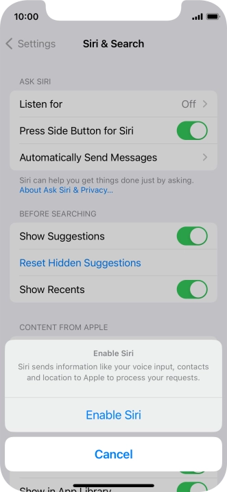 Press Enable Siri.