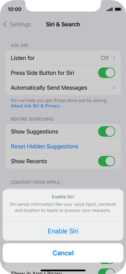 Press Enable Siri.