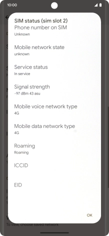 Your phone's EID number is displayed below EID.