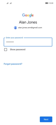 Press Next and follow the instructions on the screen to select settings for your Google account.