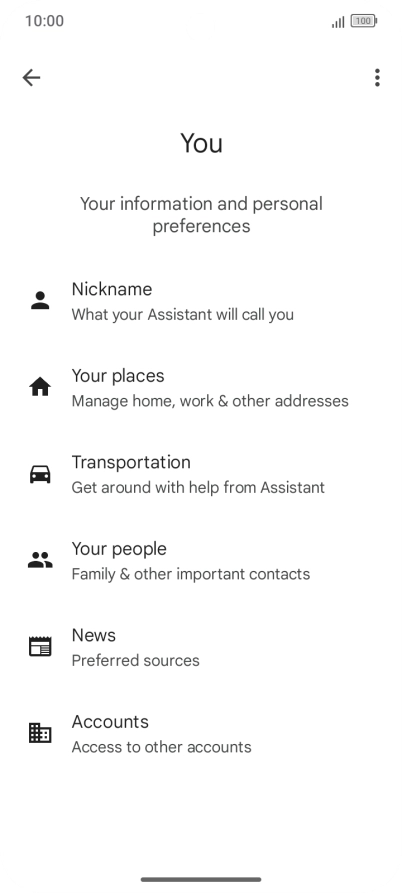 Press Nickname and follow the instructions on the screen to select phone owner settings.