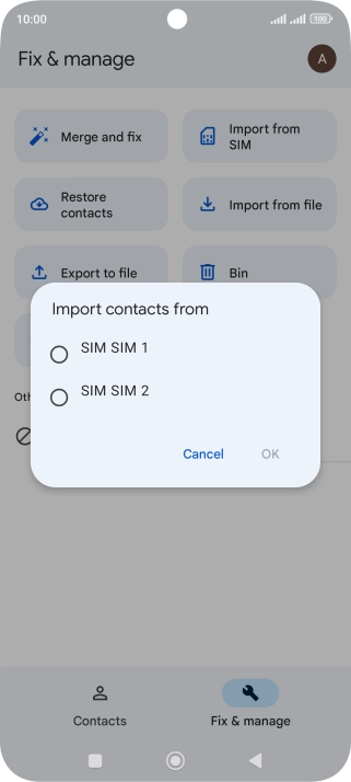 Press the required SIM.