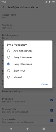 Press the required setting.
