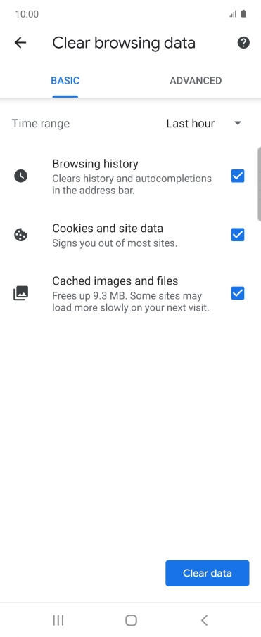 Press the fields next to the required data types.