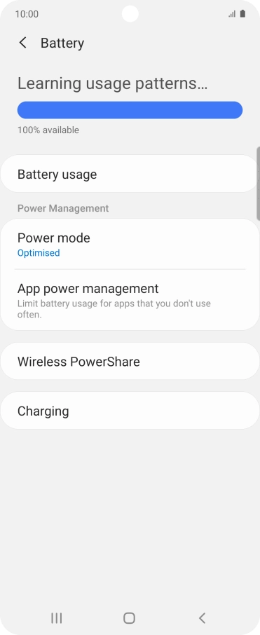 Press Power mode.