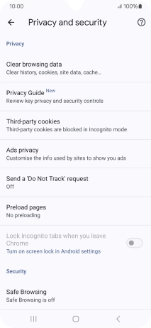 Press Clear browsing data.