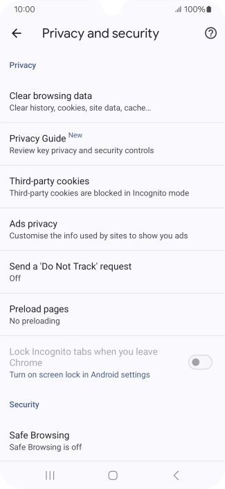 Press Clear browsing data.