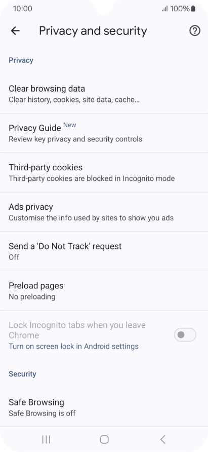 Press Clear browsing data.