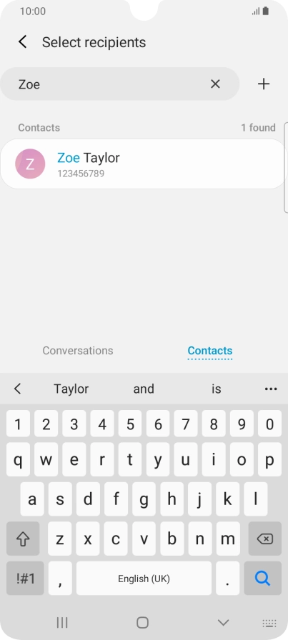 Press the required contact.