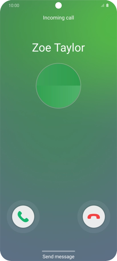 Press and drag the accept call icon right.