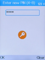 Key in a new four-digit PIN and press the Left selection key.