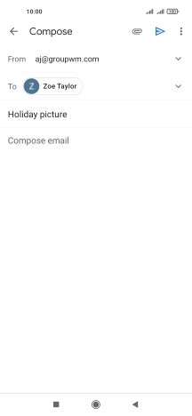 Press the text input field and write the text for your email message.