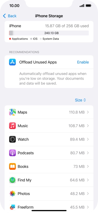Press the required app.