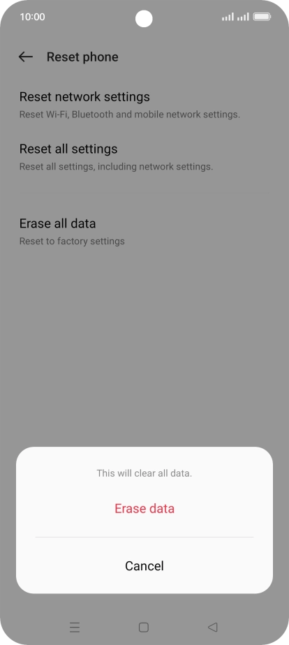 Press Erase data.
