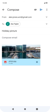 Press the text input field and write the text for your email message.