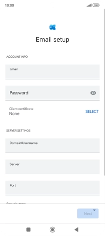 Press Password and key in the password for your email account.