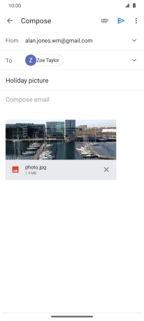 Press the text input field and write the text for your email message.