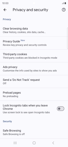 Press Clear browsing data.