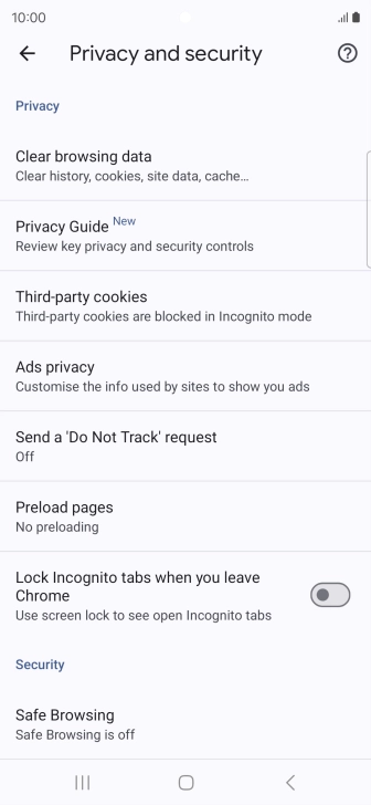Press Clear browsing data.