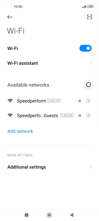 Press the required Wi-Fi network.