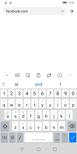 Key in facebook.com and press the confirm icon.