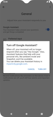 If you turn off the function, press TURN OFF.