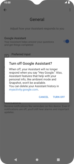 If you turn off the function, press TURN OFF.
