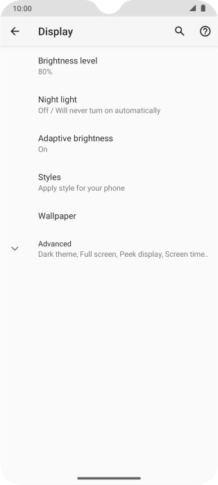 Press Brightness level.