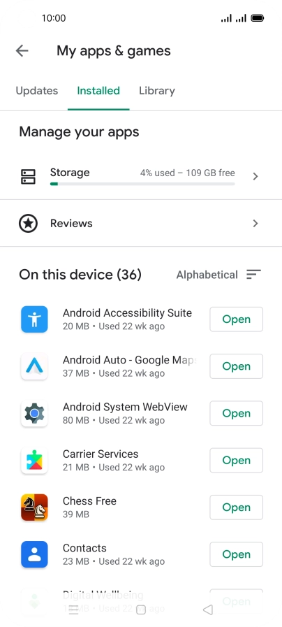 Press the required app.