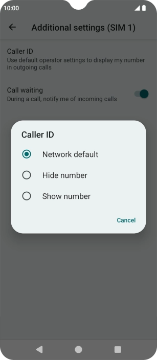 Press Show number to turn on caller identification.